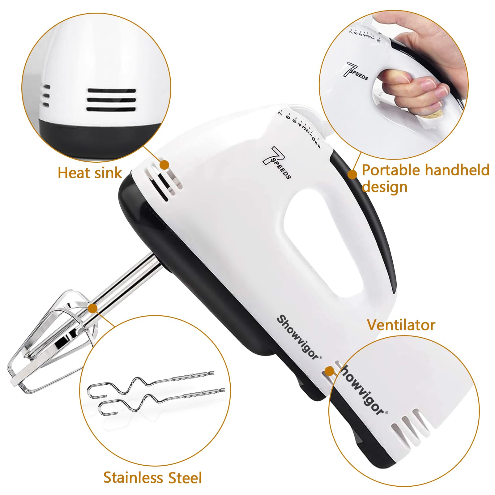 Amazon.com: Showvigor Handmixer Electric Handheld - 7 Speed